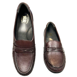 SAS Womens Shoes Loafers 8.5 NARROW Leather Brown Moc Toe Comfort Slip On